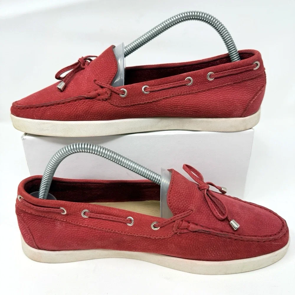Marc Joseph NY Boat Shoes Sneakers Womens 9.5 Moccasin Red Nubuck Leather 3458